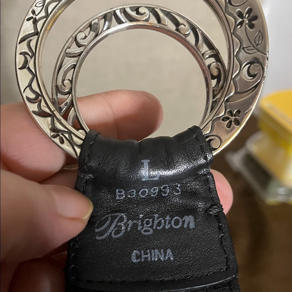 😄Brighton leather belt wide adjustable black silver buckle - Picture 4 of 4